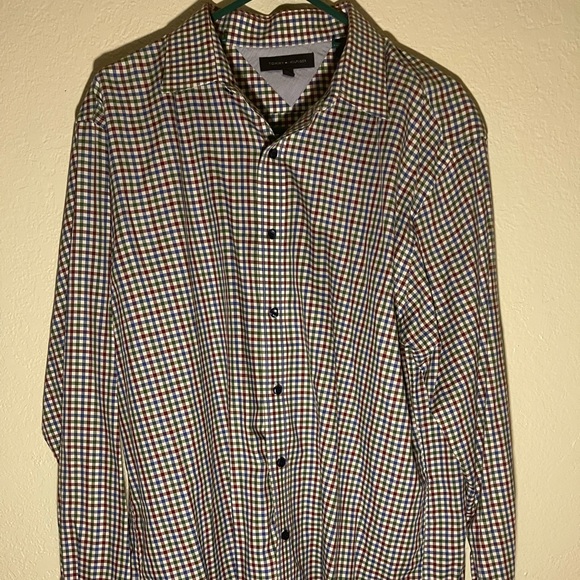 Tommy Hilfiger Other - Tommy Hilfiger Mens Button Front Plaid Shirt Long Sleeve 100% Cotton Size 17